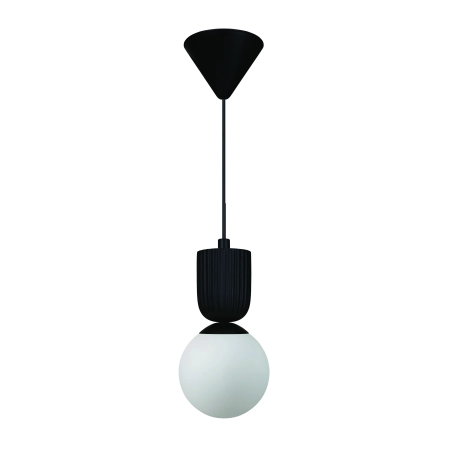 Lampa wisząca czarna + klosz biała kula Sadie NO2512603003 - Nordlux